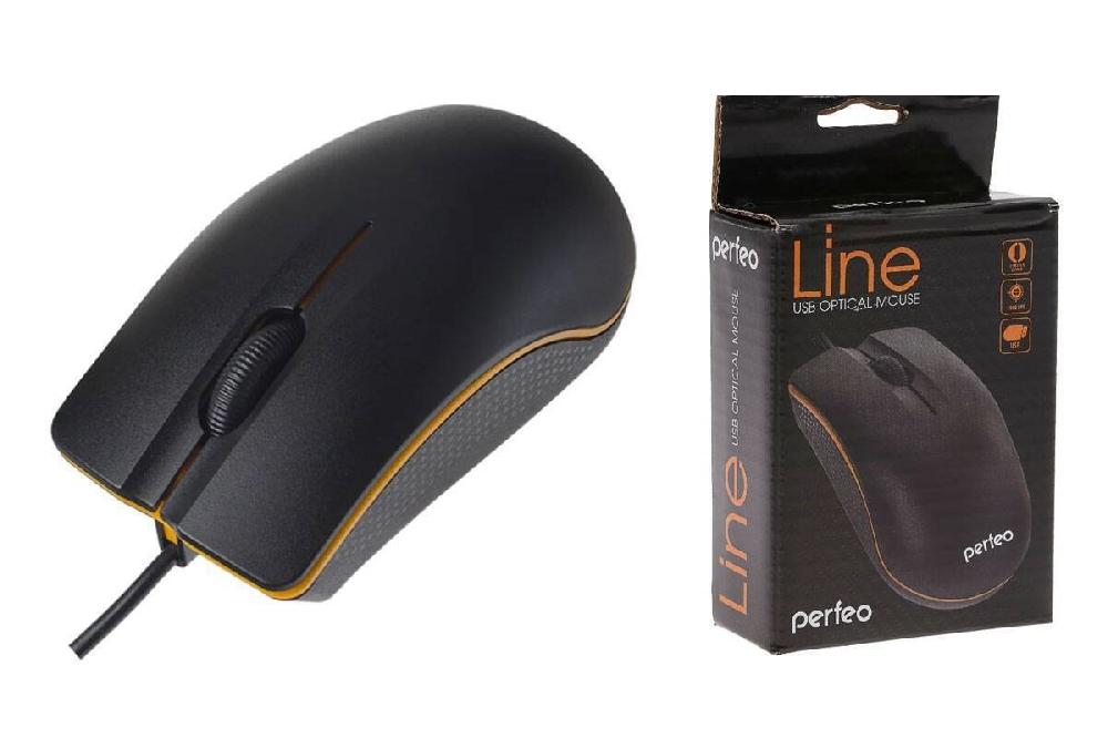 Perfeo мышь оптическая "LINE", оптич., 3 кн, USB, чёрная