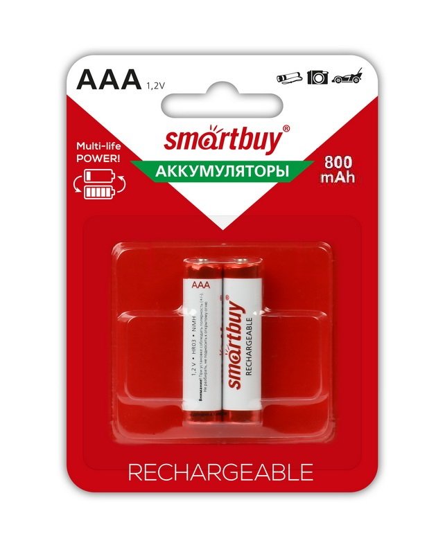 Аккумулятор Smartbuy HR03 /2 BL AAA 800 mAh NiMh (2 шт. в упаковке)