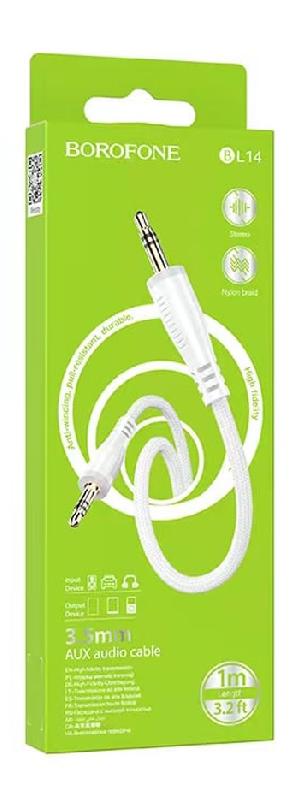 Кабель AUX, Jack 3,5mm(m) - Jack 3,5mm(m) Borofone BL14, 1.0м, цвет: белый