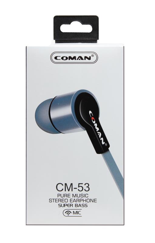 Наушники MP3  SUPER BASS CM-53  плоск. шнур c  микрофоном  (упаковка коробка) (Серый)
