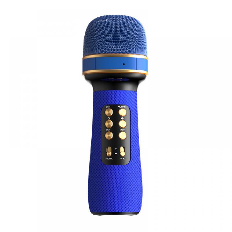 Караоке микрофон WS-898 с динамиками (Bluetooth, USB, micro USB, AUX, mic, FM) TWS (Синий)