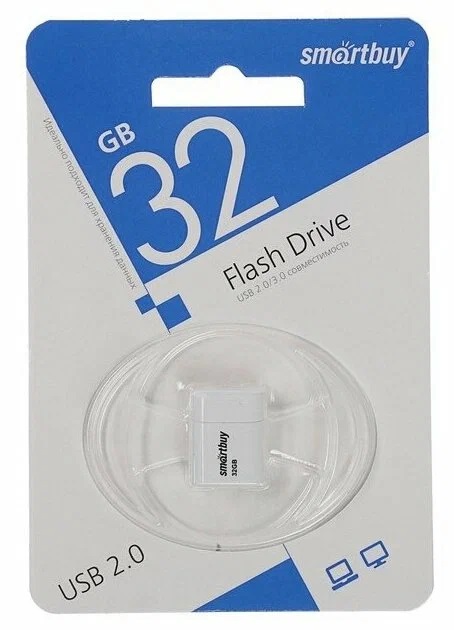 USB 2.0 накопитель Smartbuy 032 ГБ серия Lara Белый (SB32GBLARA-W)