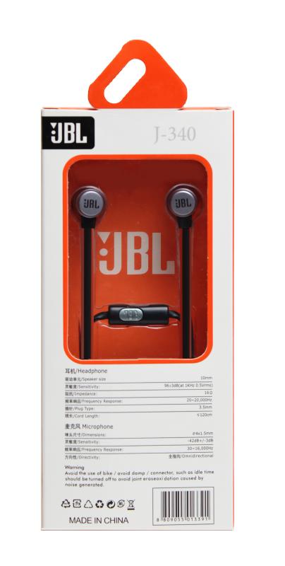 Наушники MP3 &quot;J&quot; J-340  плоск. шнур c  микрофоном  (упаковка коробка) (Чёрный)