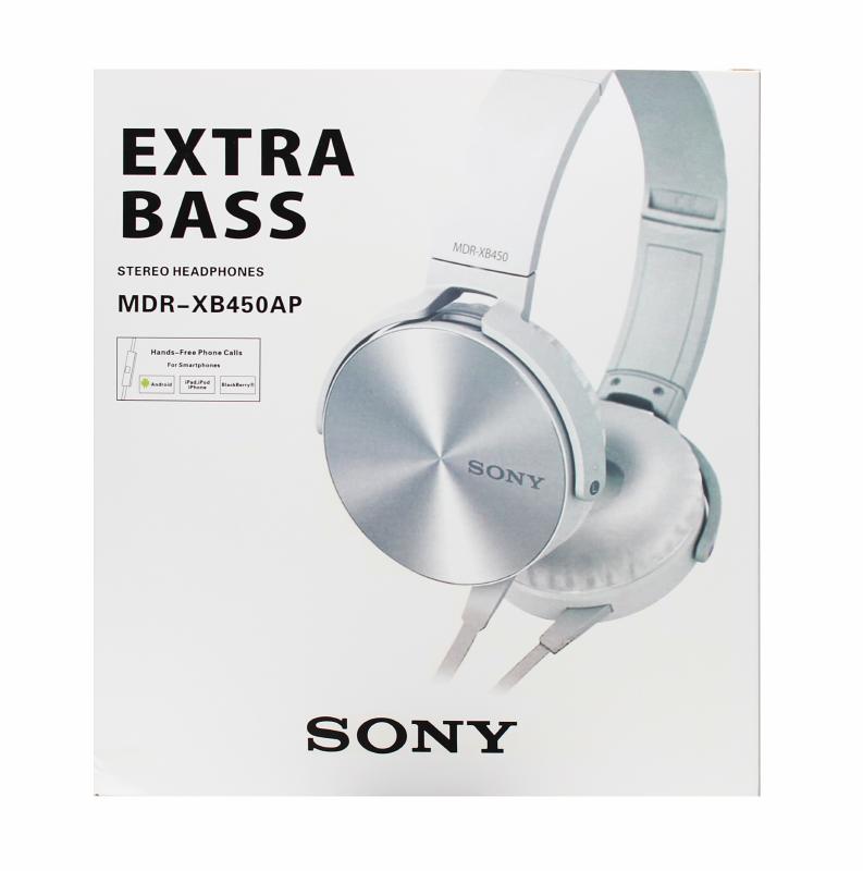 MP3 наушники полноразмерные &quot;S&quot; MDR-XB450AP  EXTRA BASS, плоский провод с микрофоном (Белый)
