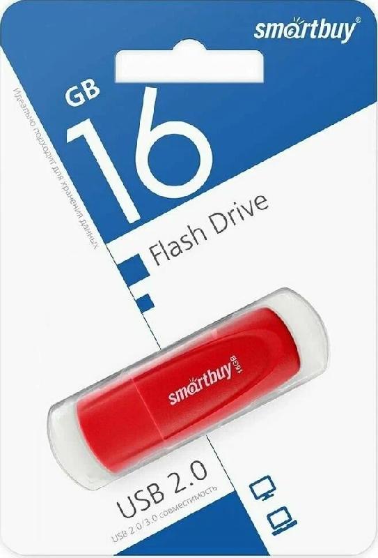 USB 2.0 накопитель Smartbuy 016 ГБ серия Scout Красный (SB016GB2SCR)