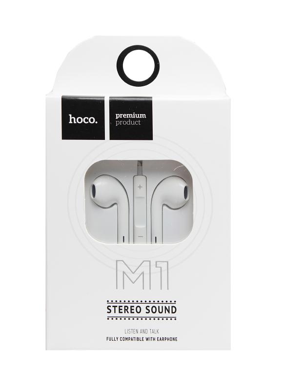 Наушники HOCO М1 на IPhone EarPods оригинал  (упаковка картон)