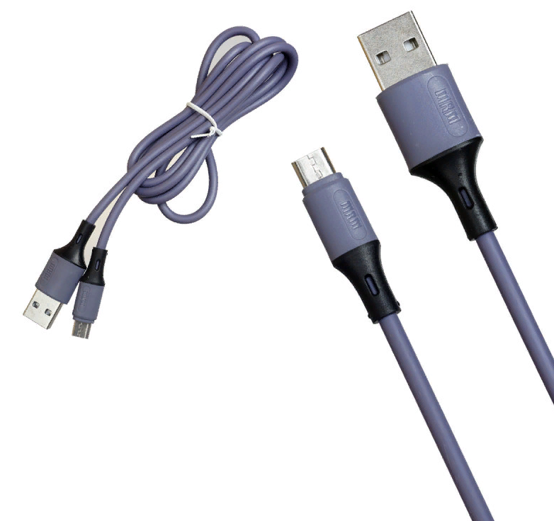 Кабель micro - USB  1.2м, R50, круглый силиконовый кабель (Серый)