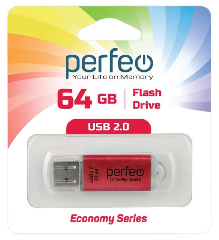 Perfeo USB 64GB E01 Red economy series