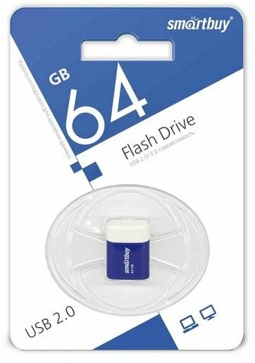 USB 2.0 накопитель Smartbuy 064 ГБ серия Lara Синий (SB64GBLARA-B)