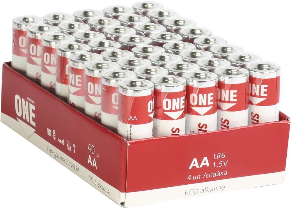 Батарейка алкалиновая Smartbuy серия ONE LR6/40 bulk (40/720) (SOBA-2A40S-Eco)