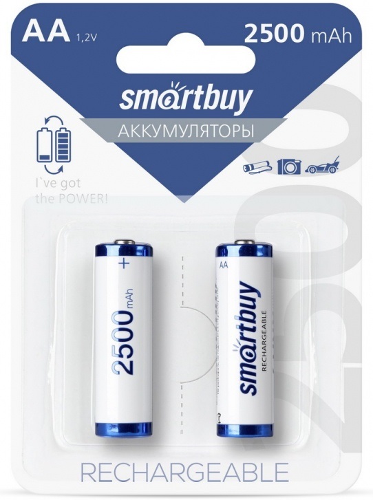 Аккумулятор NiMh Smartbuy AA/2BL 2500 mAh (24/240) (SBBR-2A02BL2500)