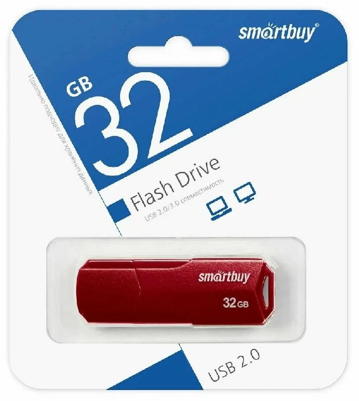USB 2.0 накопитель Smartbuy 032 ГБ серия Clue Бордовый (SB32GBCLU-BG)