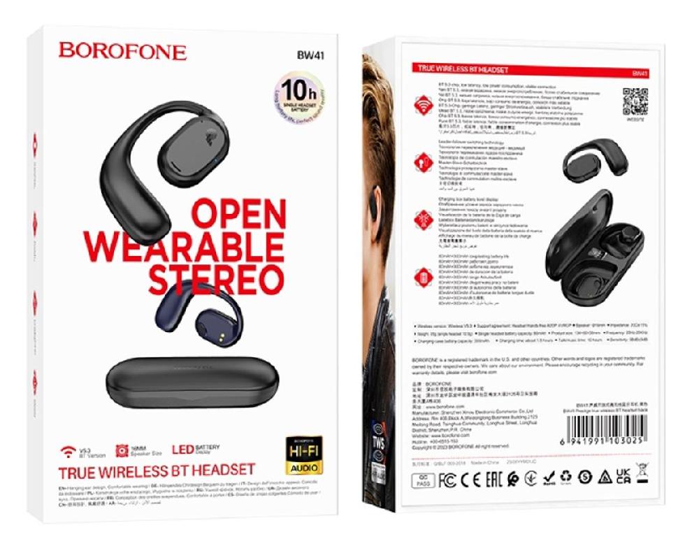 Наушники внутриканальные Borofone BW41, Prestige, Bluetooth, цвет: чёрный