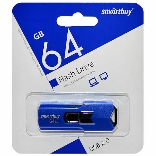USB 2.0 накопитель Smartbuy 064 ГБ серия Stream Синий (SB64GBST-B)