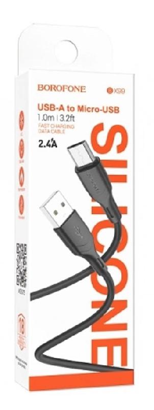 Кабель USB - микро USB Borofone BX99 Method, 1.0м, 2.4A, цвет: чёрный