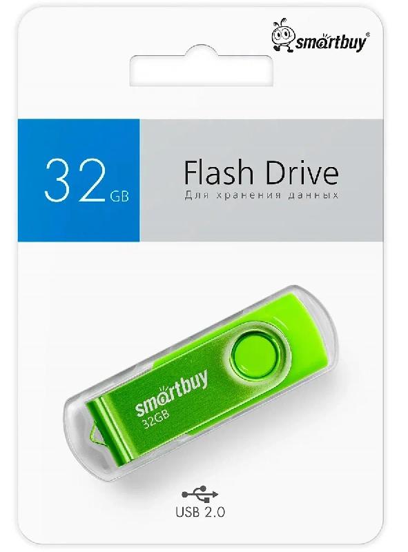 USB 2.0 накопитель Smartbuy 032 ГБ серия Twist Зелёный (SB032GB2TWAG)