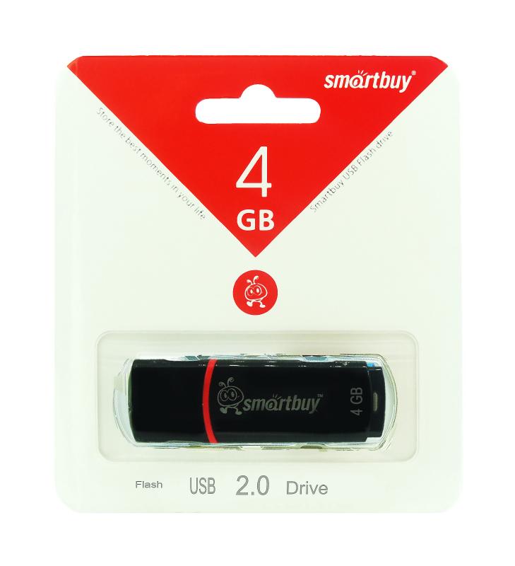 Накопитель USB Flash 4GB SmartBuy Glossy  (Чёрный)
