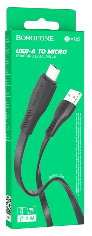 Кабель USB - микро USB Borofone BX85, 1.0м, 2.4A, цвет: чёрный
