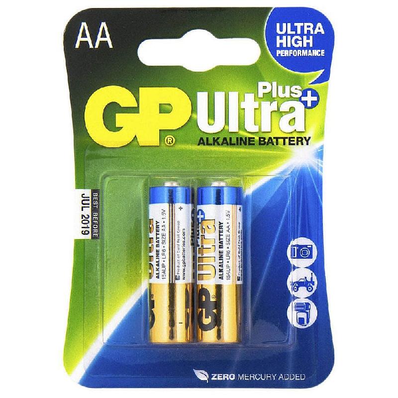 Батарейка алкалиновая GP LR6/2BL АА  Ultra Plus (2 шт. в блистере)