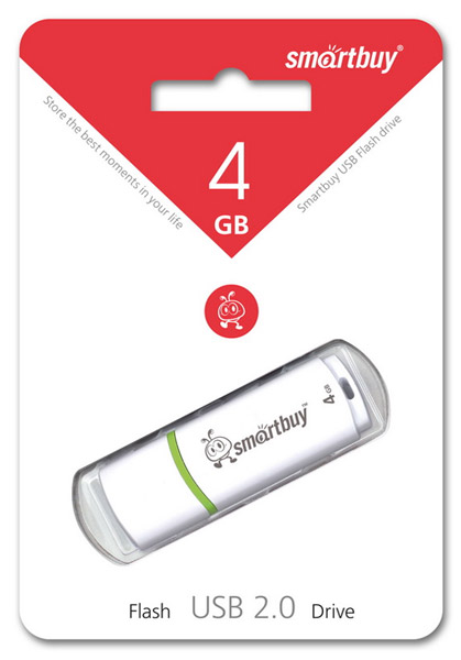 Накопитель USB Flash 4GB SmartBuy Grown  (Белый)