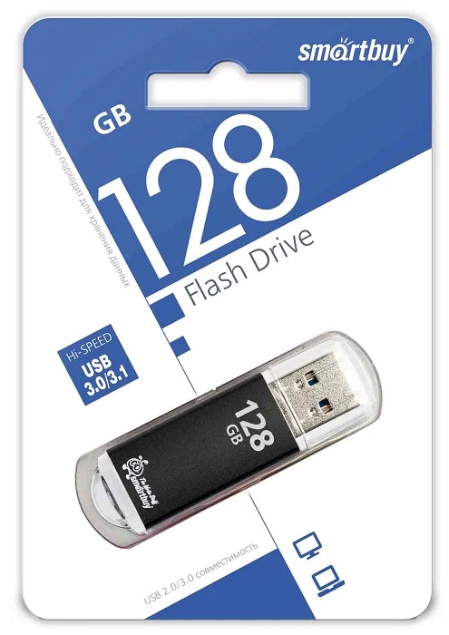 USB 3.0/3.1 накопитель Smartbuy 128 ГБ серия V-Cut Чёрный (SB128GBVC-K3)