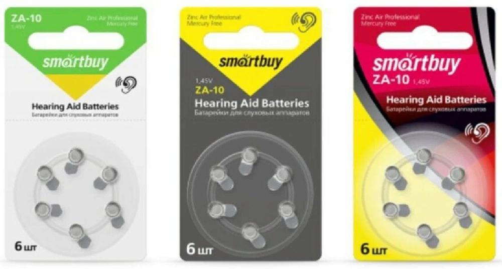 Батарейка для слуховых аппаратов Smartbuy A10-6B (60/3000) (SBZA-A10-6B)