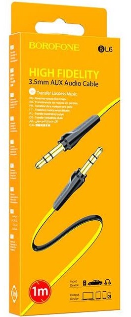 Кабель AUX, Jack 3,5mm(m) - Jack 3,5mm(m) Borofone BL6, 1.0м, цвет: жёлтый