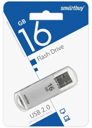 USB 2.0 накопитель Smartbuy 016 ГБ серия V-Cut Серебро (SB16GBVC-S)