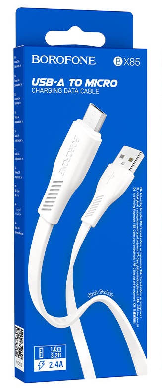 Кабель USB - микро USB Borofone BX85, 1.0м, 2.4A, цвет: белый