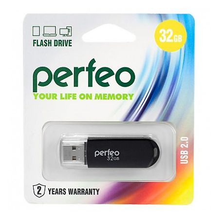Накопитель USB Flash  32GB Perfeo C03 (Чёрный)