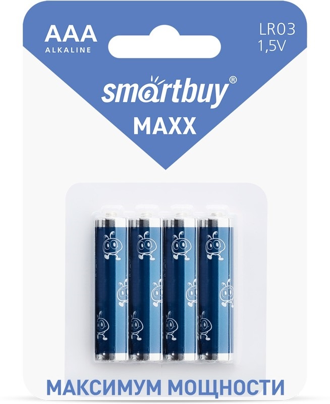 Батарейка алкалиновая Smartbuy MAXX LR03/4B (48/480) (SBBM-3A04B)