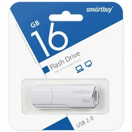 USB 2.0 накопитель Smartbuy 016 ГБ серия Clue Белый (SB16GBCLU-W)