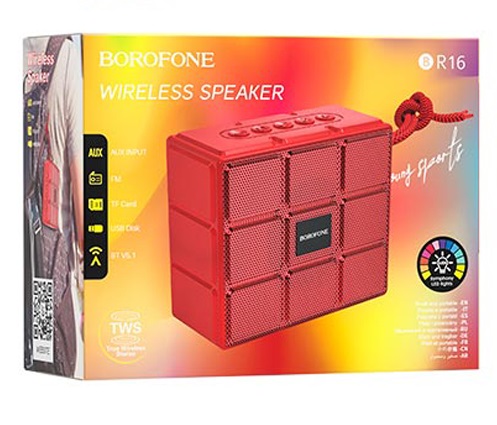 Колонка портативная Borofone, BR16, Gage, Bluetooth, цвет: красный