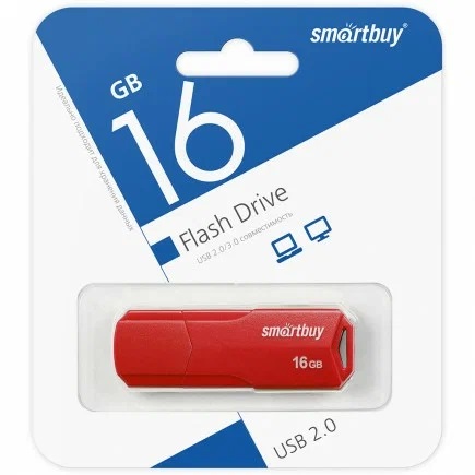 USB 2.0 накопитель Smartbuy 016 ГБ серия Clue Красный (SB16GBCLU-R)