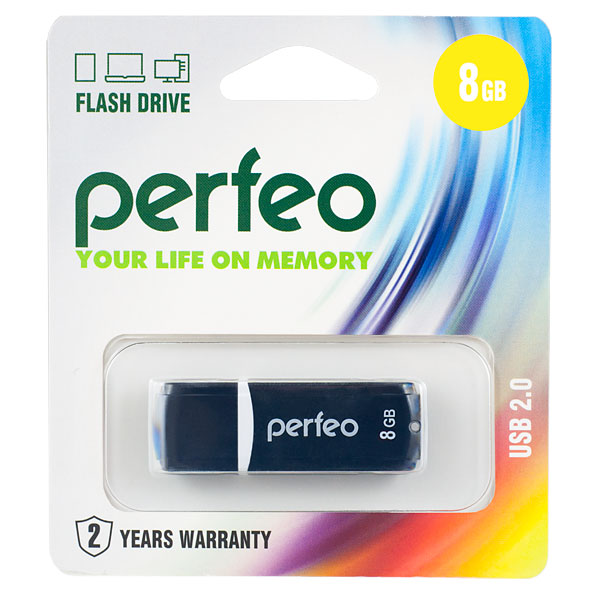 Накопитель USB Flash  8GB Perfeo C02 (Чёрный)