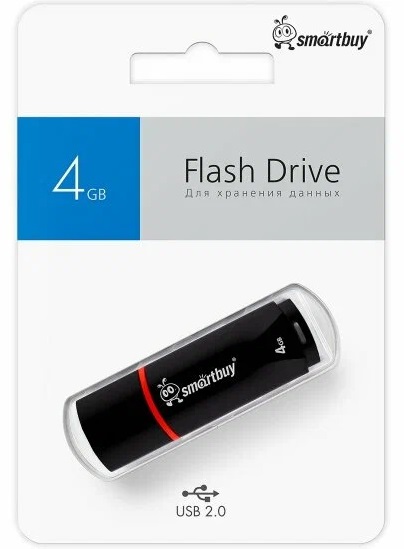 USB 2.0 накопитель Smartbuy 004 ГБ серия Crown Чёрный (SB4GBCRW-K)