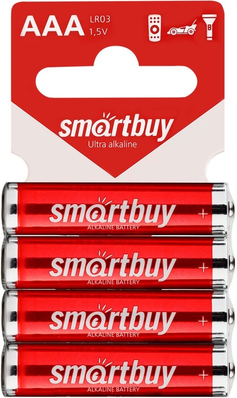Батарейка алкалиновая с подвесом Smartbuy LR03/4SB (60/720) (SBBA-3A04SB)