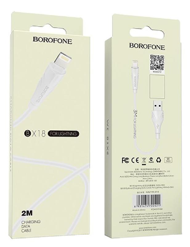 Кабель USB - 8 pin Borofone BX18 Optimal, 2.0м, 2.4A, цвет: белый