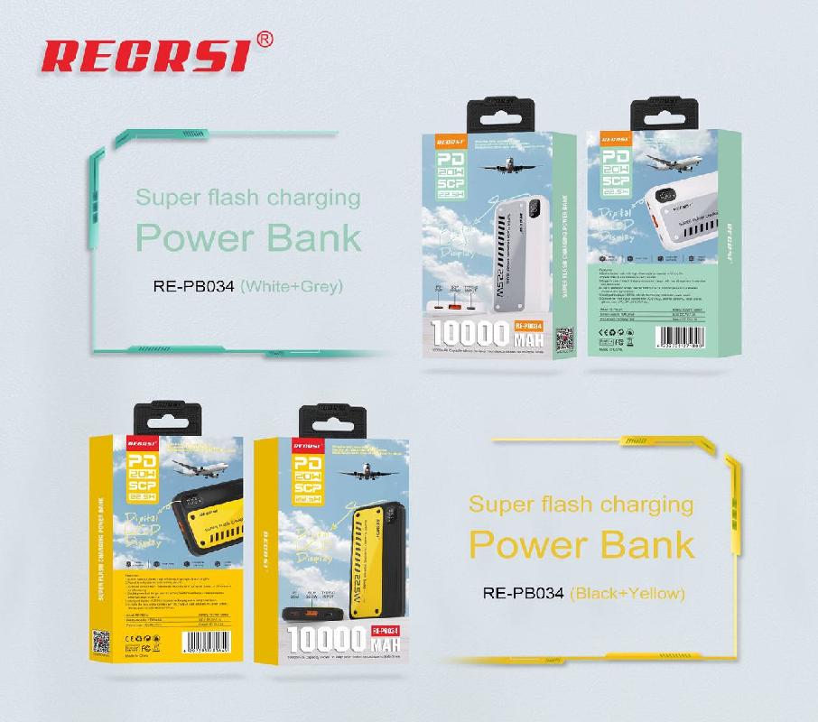 Портативный аккумулятор RECRSI RE PB034 10 000 mAh (Чёрный)