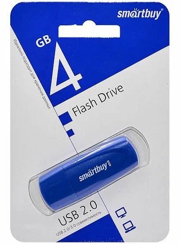 USB 2.0 накопитель Smartbuy 004 ГБ серия Scout Синий (SB004GB2SCB)