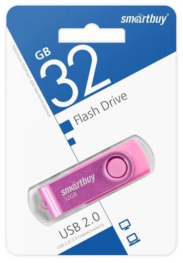 USB 2.0 накопитель Smartbuy 032 ГБ серия Twist Розовый (SB032GB2TWP)