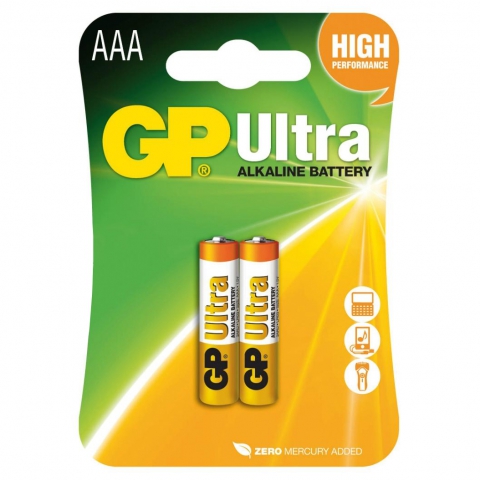Батарейка алкалиновая GP LR03/2BL AAA Ultra (2 шт. в блистере)