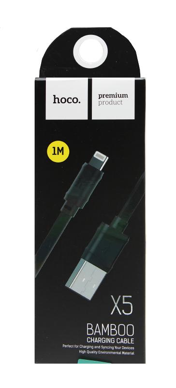 Кабель для I-Phone 5/5S/6/6S 8 pin, HOCO X5 Bamboo,1 метр (Чёрный)