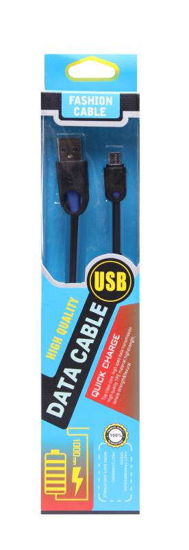 Кабель micro - USB Quick charge в коробке,  круглый кабель (Чёрный)