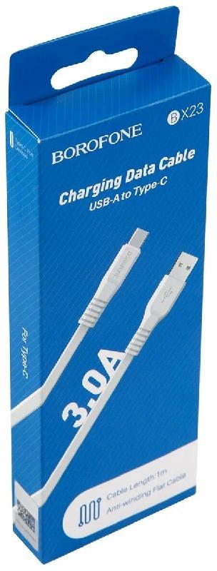 Кабель USB - Type-C Borofone BX23 Wide power, 1.2м, 3.0A, цвет: белый