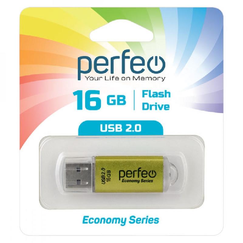 Perfeo USB 16GB E01 Gold economy series