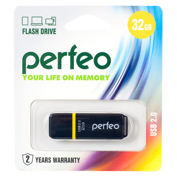 Накопитель USB Flash  32GB Perfeo C01 (Чёрный)