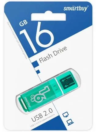 USB 2.0 накопитель Smartbuy 016 ГБ серия Glossy Зелёный (SB16GBGS-G)