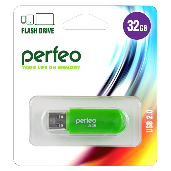 Накопитель USB Flash  32GB Perfeo C03 (Зеленый)