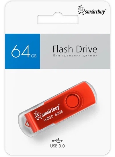 USB 3.0/3.1 накопитель Smartbuy 064 ГБ серия Twist Красный (SB064GB3TWR)